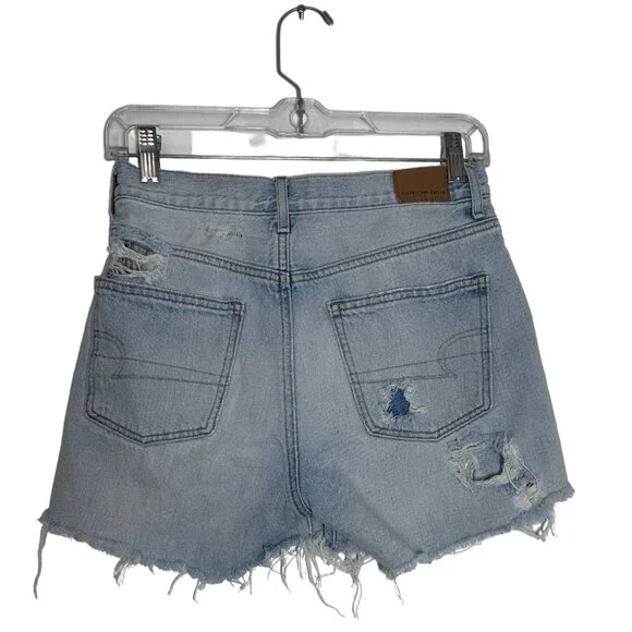 American Eagle Destroyed 90’s Rigid Boyfriend Denim Shorts - Sz 0 - Picture 3 of 8